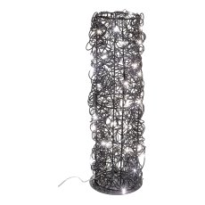 Metal wire tower w.30LEDs warm white w.6h timer, 30cm/3AA battery box, black