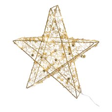 Metalldraht Stern m.Ministernchen m.30LEDs warm weiß m.6h Ti, 30x5x30cm, gold