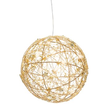 Metal wire ball w.ministers w.10LEDs warm white w.6h Ti, 15x15cm, gold