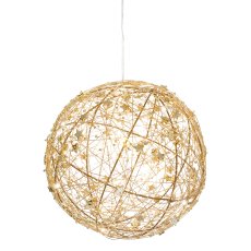 Metal wire ball w.Ministernchen w.25LEDs warm white w.6h Ti, 20x20cm, gold