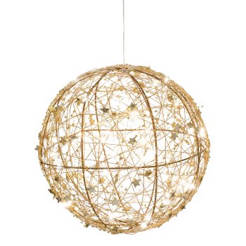 Metalldraht Kugel m.Ministernchen m.40LEDs warm weiß m.6h Ti, 25x25xcm, gold