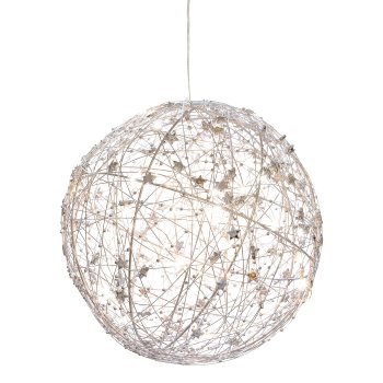 Metalldraht Kugel m.Ministernchen m.40LEDs warm weiß m.6h Ti, 25x25xcm, silber