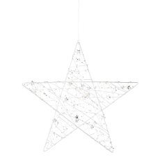 Metal wire star m.Ministernchen w.15LEDs warm white m.6h Ti, 30x30cm, silver