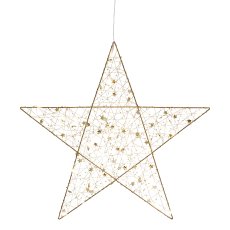 Metal wire star w.minster w.30LEDs warm white w.6h Ti, 50x50cm, gold