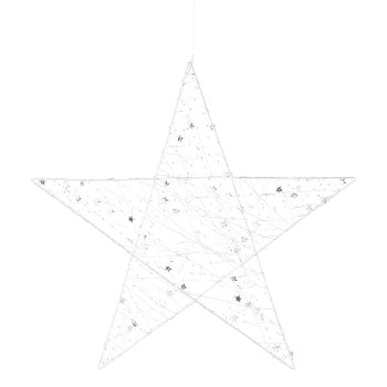 Metal wire star w.Ministernchen m.30LEDs warm white m.6h Ti, 50x50cm, silver