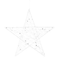Metal wire star w.Ministernchen m.30LEDs warm white m.6h Ti, 50x50cm, silver