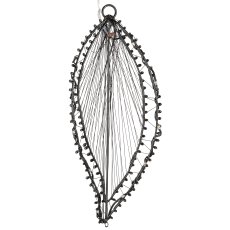 Metal wire leaf hanger, w.10LEDs, 2AA battery box, timer, 20x9cm, black, LEPURO
