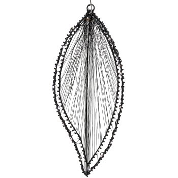 Metal wire leaf hanger, w.20LEDs, 2AA battery box, timer, 30x12cm, black, LEPURO