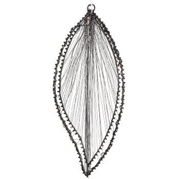 Metal wire leaf hanger, w.20LEDs, 2AA battery box, timer, 30x12cm, black, LEPURO