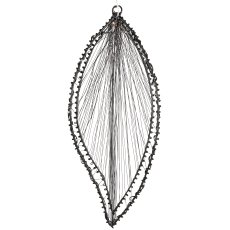 Metal wire leaf hanger, w.20LEDs, 2AA battery box, timer, 30x12cm, black, LEPURO