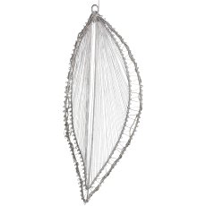 Metal wire leaf hanger, w.20LEDs, 2AA battery box, timer, 30x12cm, silver, LEPURO