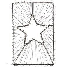Metal frame on base, star motif, w.20LEDs, timer, battery box 2AA, 20x30cm,