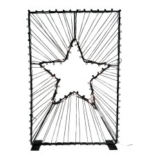 Metal frame on base, star motif, w.20LEDs, timer, battery box 2AA, 20x30cm,