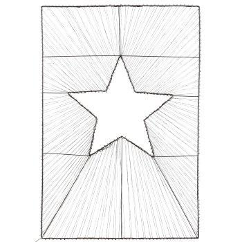 Metall Rahmen Wandbild, Stern Motiv, 50LEDs, Timer, USB Stecker, 60x90cm, Schwarz,