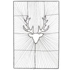 Metal frame wall picture, deer motif, w.50LEDs, timer, USB plug, 60x90cm, black, LEPURO