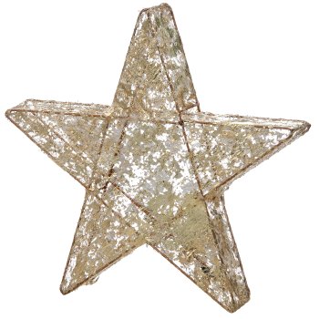 Metal star with foil cover, 30LED, 6h timer, battery box in satin bag, 30x30x5cm, gold