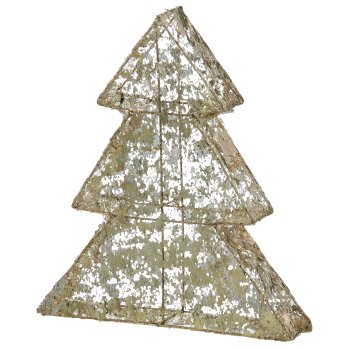 Metal tree with foil cover, 30LED, 6h timer, battery box in satin bag, 30x26x5cm, gold