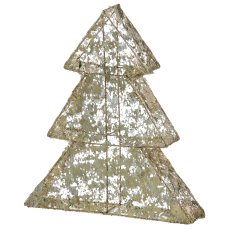 Metal tree with foil cover, 30LED, 6h timer, battery box in satin bag, 30x26x5cm, gold