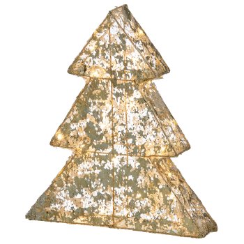Metal tree with foil cover, 30LED, 6h timer, battery box in satin bag, 30x26x5cm, gold