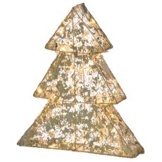 Metal tree with foil cover, 30LED, 6h timer, battery box in satin bag, 30x26x5cm, gold