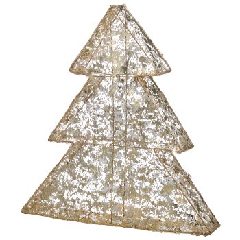 Metal tree with foil cover, 50LED, 6h timer, battery box in satin bag, 50x46x5cm, gold