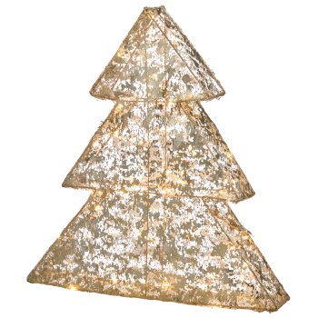 Metal tree with foil cover, 50LED, 6h timer, battery box in satin bag, 50x46x5cm, gold