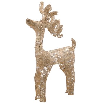 Metallhirsch mit Folienbezug, 50LED, Adapter 6h Timer, 70x40x10cm, gold