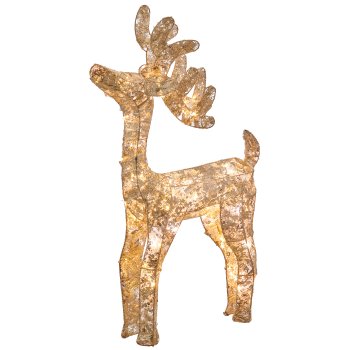 Metallhirsch mit Folienbezug, 50LED, Adapter 6h Timer, 70x40x10cm, gold