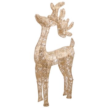 Metal deer with foil cover, 100LED, adapter, 100x50x16cm, gold