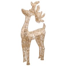 Metal deer with foil cover, 100LED, adapter, 100x50x16cm, gold