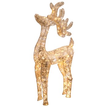 Metal deer with foil cover, 100LED, adapter, 100x50x16cm, gold