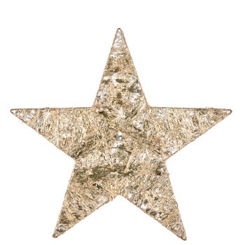 Metal hanger star with foil cover, 15LED, 6h timer, battery box in satin bag,