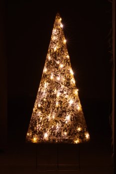 Metal tree with foil cover, 55LED, adapter, 110x45cm, gold