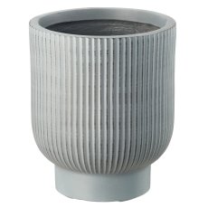 Fibreclay Übertopf mit Fuß, gerillt, 3er Set, grau, ca. 24x24x29/30x30x39/40x40x53cm