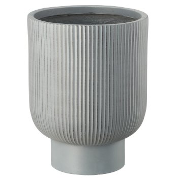 Fibreclay Übertopf mit Fuß, gerillt, 3er Set, grau, ca. 24x24x29/30x30x39/40x40x53cm
