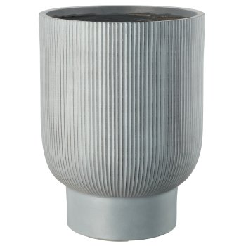 Fibreclay Übertopf mit Fuß, gerillt, 3er Set, grau, ca. 24x24x29/30x30x39/40x40x53cm