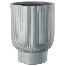 Fibreclay Übertopf mit Fuß, gerillt, 3er Set, grau, ca. 24x24x29/30x30x39/40x40x53cm