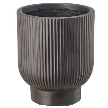 Fibreclay Übertopf mit Fuß, gerillt, 3er Set, schwarz, ca. 24x24x29/30x30x39/40x40x53cm