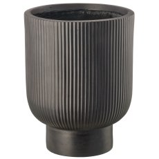 Fibreclay Übertopf mit Fuß, gerillt, 3er Set, schwarz, ca. 24x24x29/30x30x39/40x40x53cm