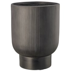 Fibreclay Übertopf mit Fuß, gerillt, 3er Set, schwarz, ca. 24x24x29/30x30x39/40x40x53cm