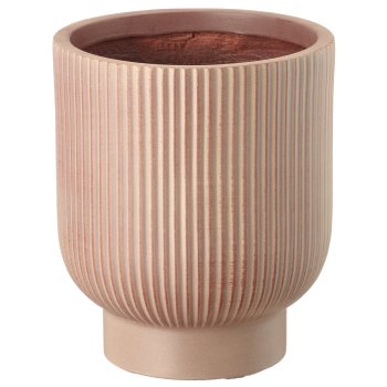 Fibreclay Übertopf mit Fuß, gerillt, 3er Set, hellbraun, ca.
