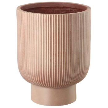 Fibreclay Übertopf mit Fuß, gerillt, 3er Set, hellbraun, ca.