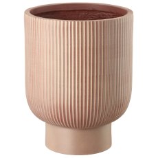 Fibreclay Übertopf mit Fuß, gerillt, 3er Set, hellbraun, ca.