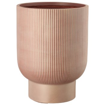 Fibreclay Übertopf mit Fuß, gerillt, 3er Set, hellbraun, ca.