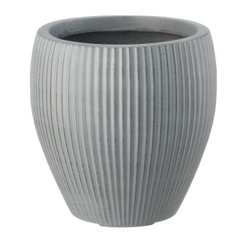 Fibreclay Vase bauchig, gerillt, 3er Set, grau, ca. 24x24x24/33x33x33/44x44x44cm