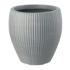 Fibreclay Vase bauchig, gerillt, 3er Set, grau, ca. 24x24x24/33x33x33/44x44x44cm