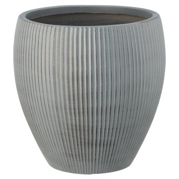 Fibreclay Vase bauchig, gerillt, 3er Set, grau, ca. 24x24x24/33x33x33/44x44x44cm