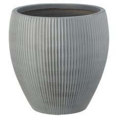 Fibreclay Vase bauchig, gerillt, 3er Set, grau, ca. 24x24x24/33x33x33/44x44x44cm