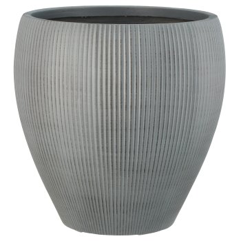 Fibreclay Vase bauchig, gerillt, 3er Set, grau, ca. 24x24x24/33x33x33/44x44x44cm