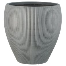 Fibreclay Vase bauchig, gerillt, 3er Set, grau, ca. 24x24x24/33x33x33/44x44x44cm